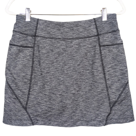 ATHLETA Grey Knit Excursion Skort Pull-On Pockets Drawstring Women's Medium - Picture 2 of 7